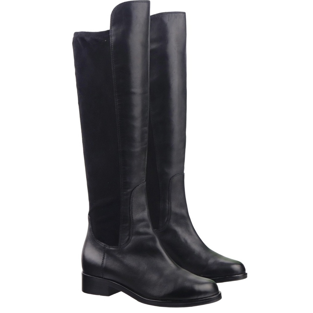 Cole Haan Women's Nike Air Whitley Boot Sz 5 Tall Black Leather Elastic Stretch